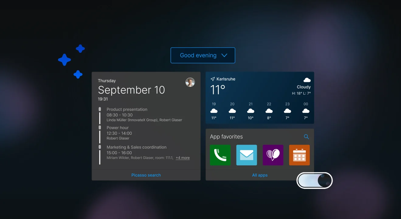 CAS genesisWorld: the start page with the AI assistant