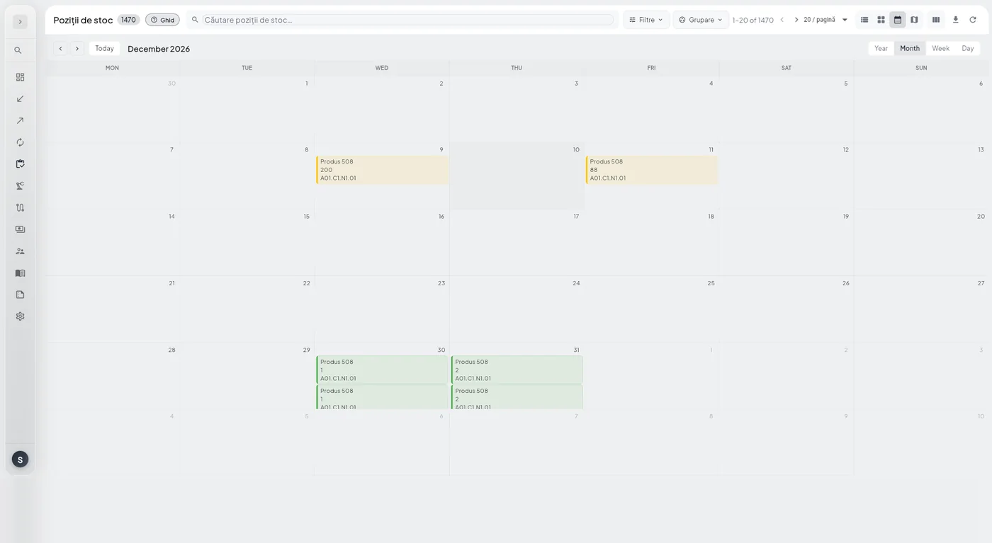 Expiry calendar